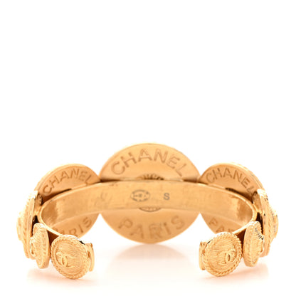 Chanel Metal Medallion CC Cuff Bracelet S Gold 3 of 5