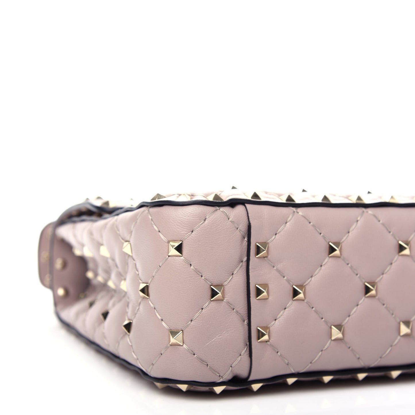 Lambskin Medium Rockstud Spike Shoulder Bag Poudre