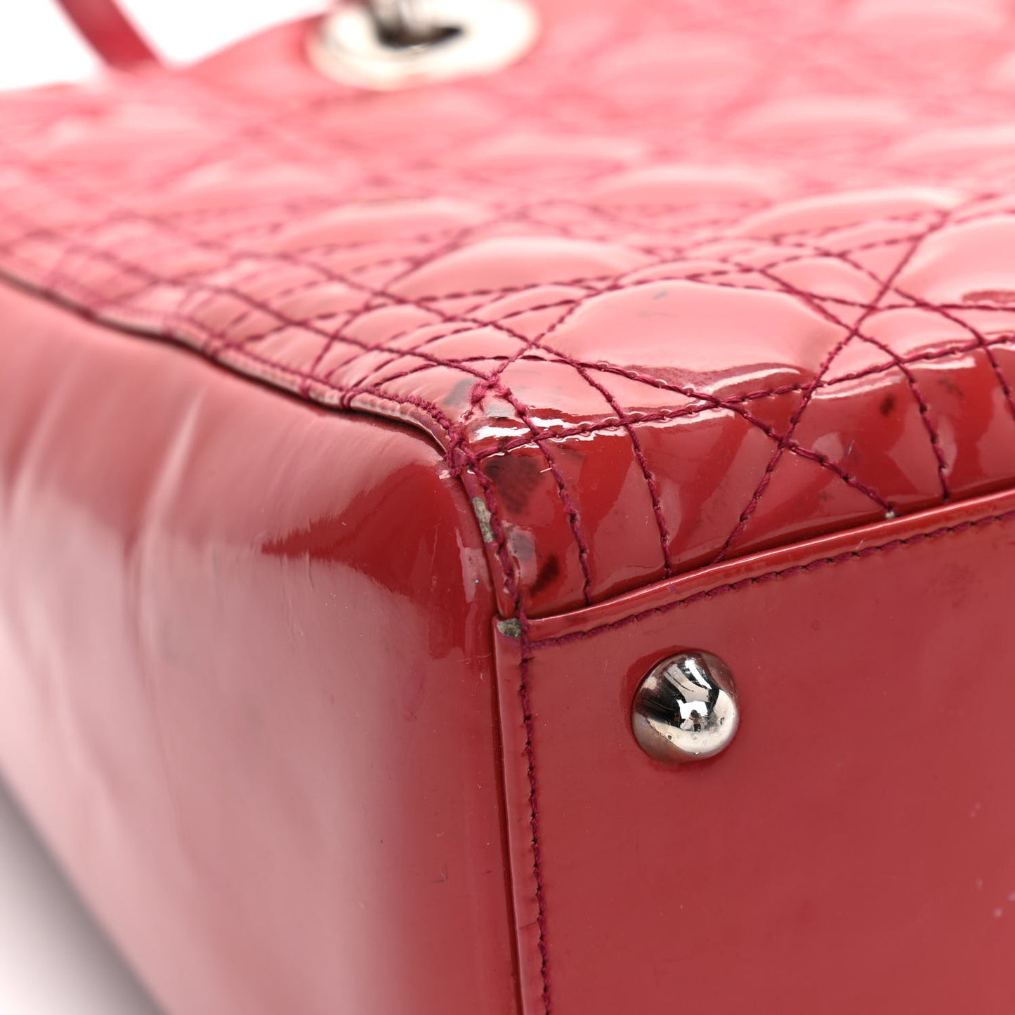 Patent Cannage Large Lady Dior Fuchsia
