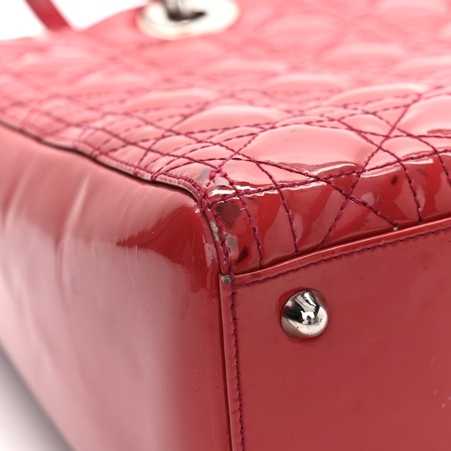 Christian Dior Patent Cannage Large Lady Dior Fuchsia 8 of 16