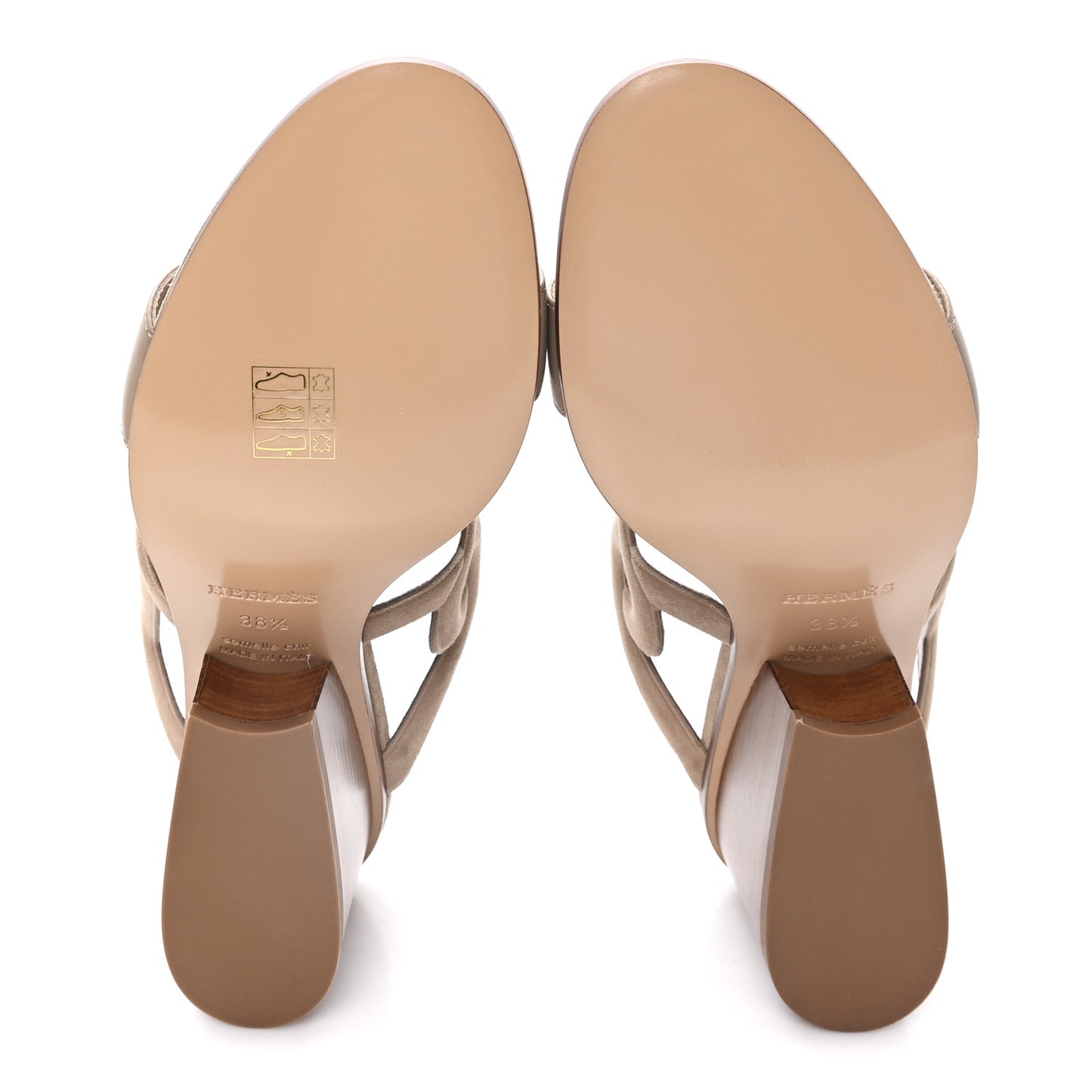 Suede Goatskin Nappa Bikini Sandals 38.5 Beige Sable