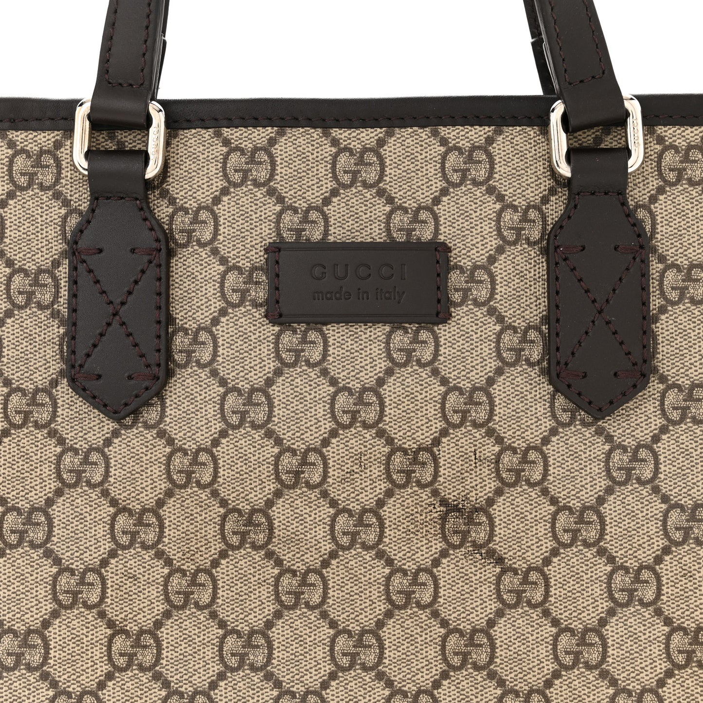 GG Supreme Monogram Small Zippered Tote Dark Brown