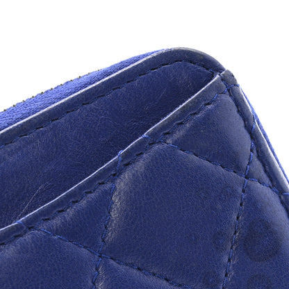 Chanel Lambskin Quilted Zip Around Coin Purse Wallet Blue 13 of 14