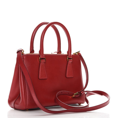 Prada Saffiano Mini Galleria Double Zip Tote Fuoco 4 of 8