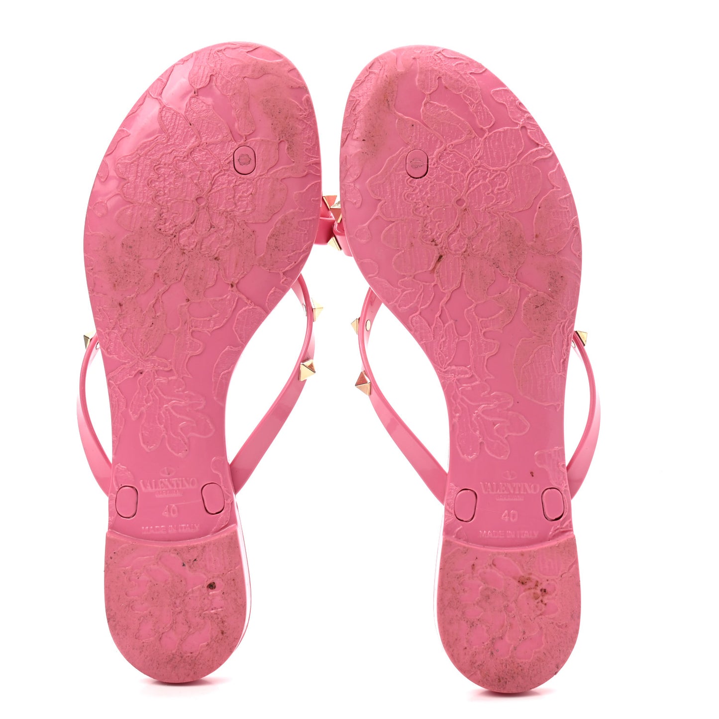 PVC Jelly Rockstud Bow Thong Sandals 40 Sweet Pink