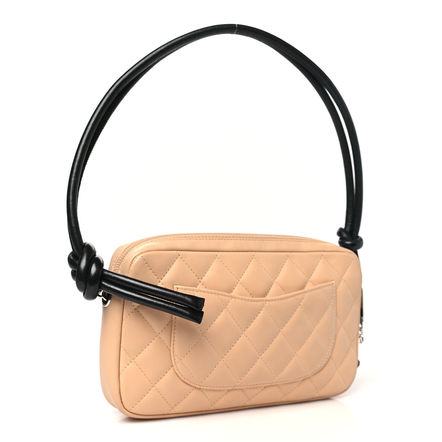Calfskin Quilted Cambon Pochette Beige Black