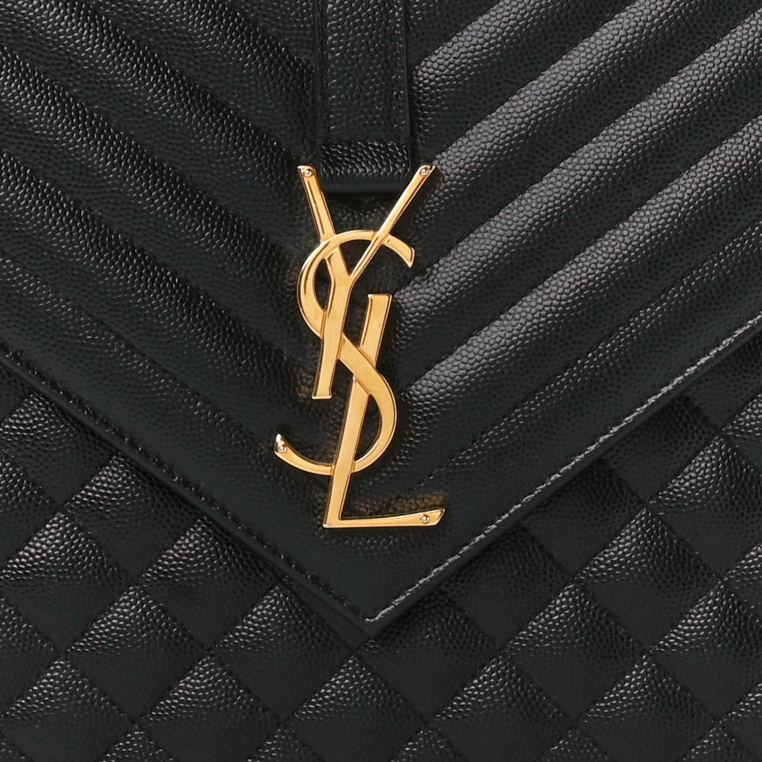 Saint Laurent Grain De Poudre Textured Mixed Matelasse Large Triquilt Monogram Satchel Black 9 of 11