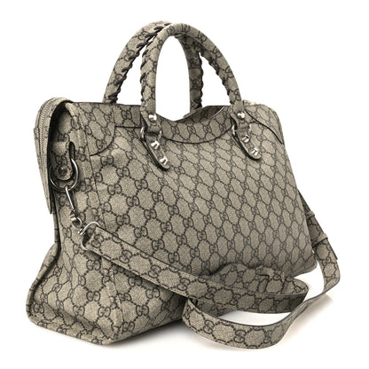 Balenciaga X GUCCI GG Supreme Monogram Neo Classic Silver Hardware City Beige Ebony 4 of 11