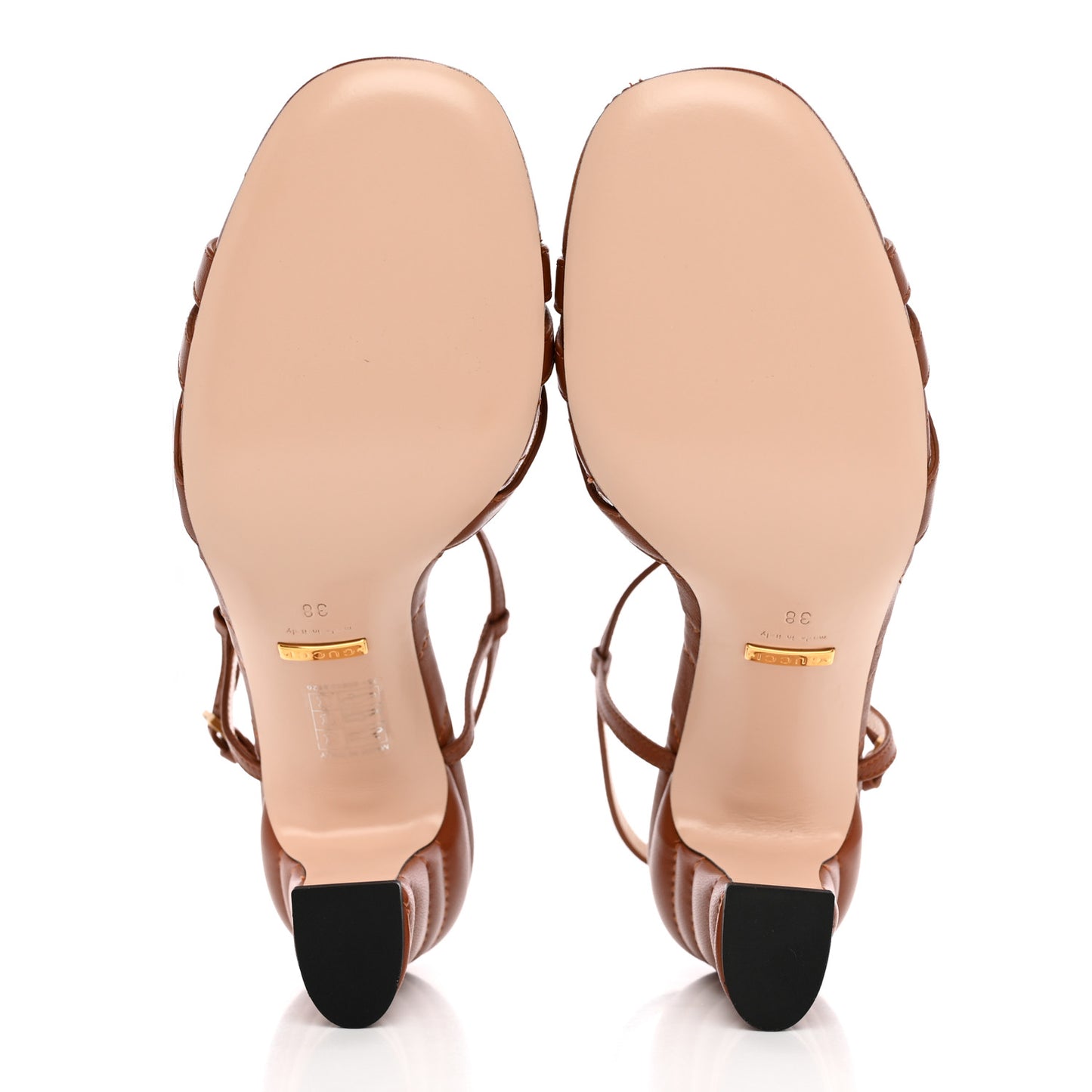 Nappa Matelasse T-Strap 40mm Sandals 38 Brown Papaya