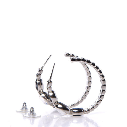 Chanel Baguette Crystal CC Hoop Earrings Silver 3 of 5