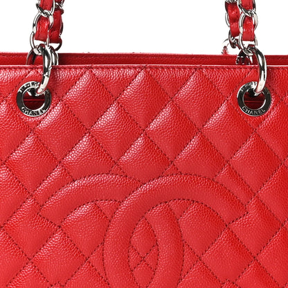 Chanel Caviar Quilted Grand Shopping Tote GST Red 9 of 11