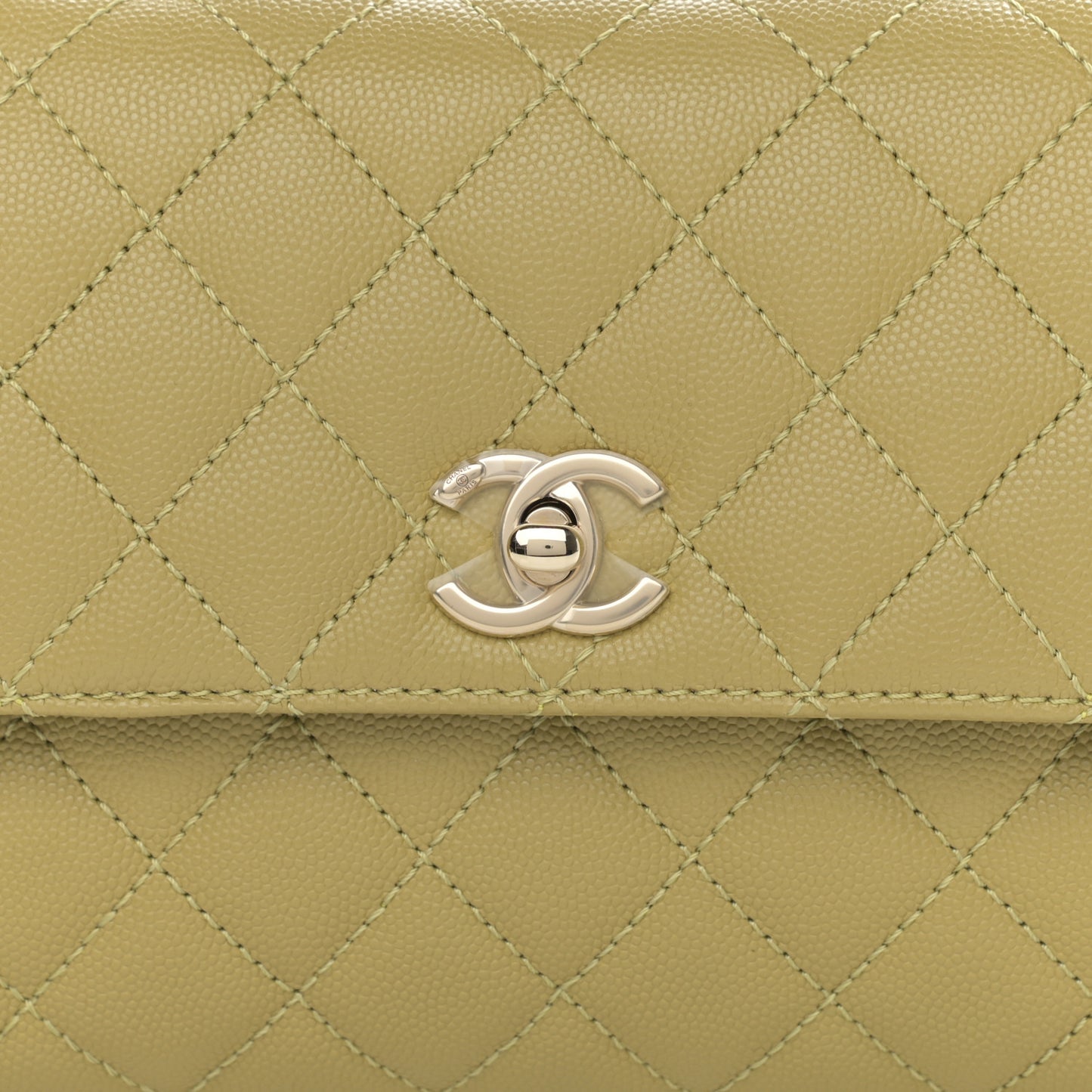 Caviar Quilted Mini Coco Handle Flap Light Green