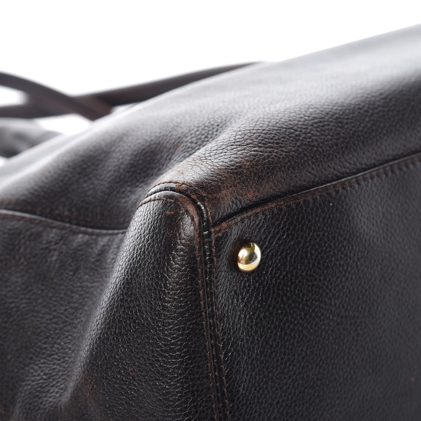 Calfskin Cerf Executive Shopper Tote Dark Brown