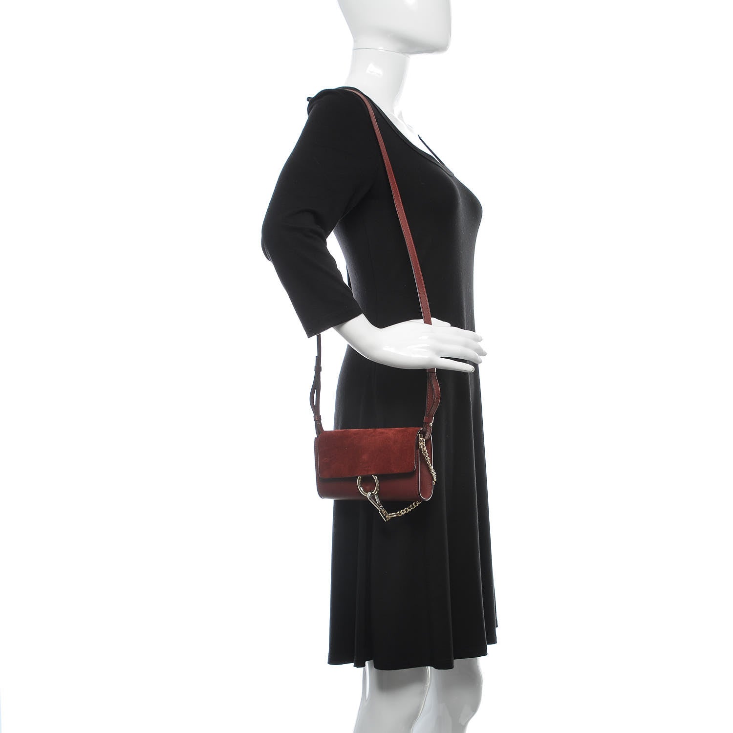 Chloe Suede Calfskin Mini Faye Shoulder Bag Plum Purple 2 of 9