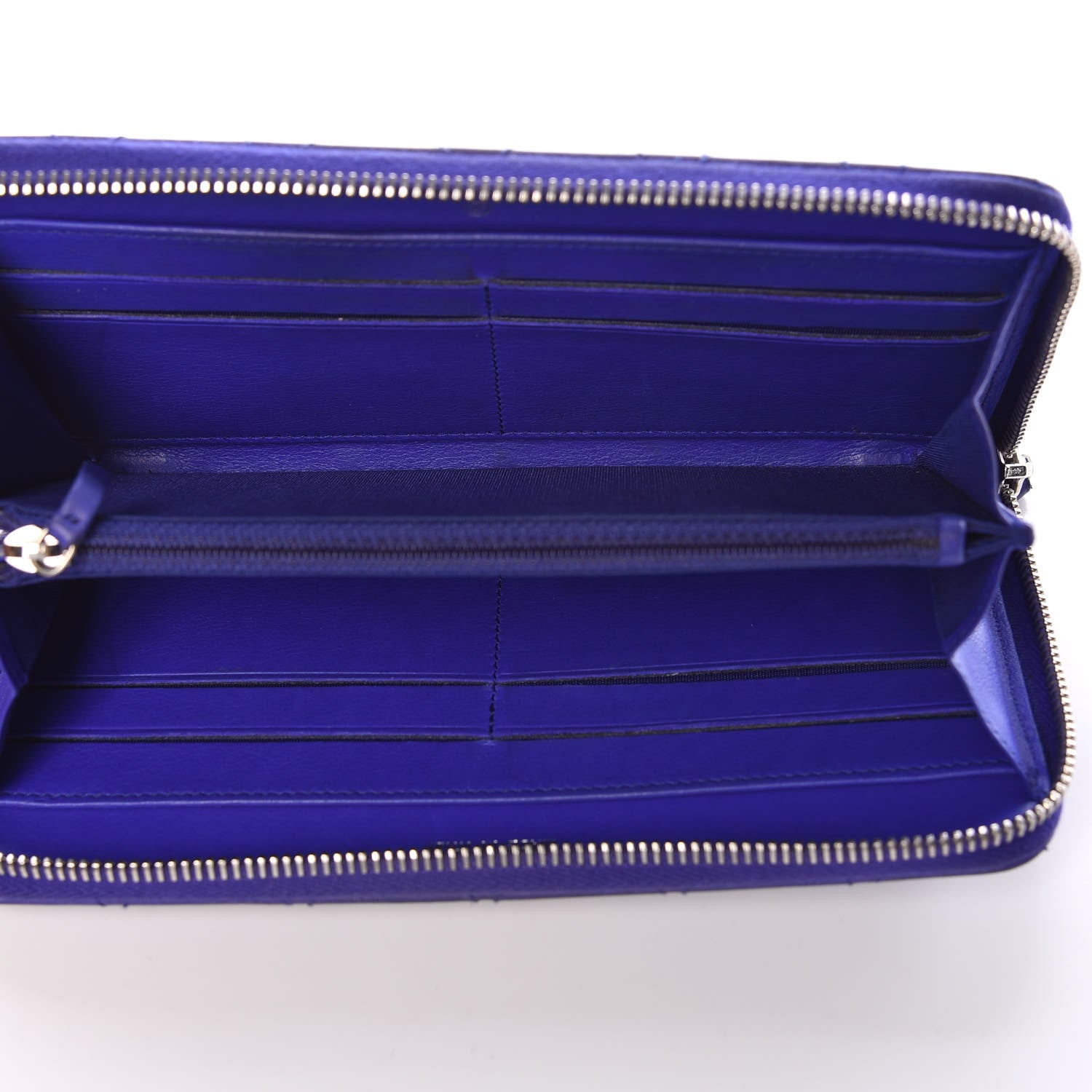 Chanel Calfskin Stitched Fancy CC Zip Around Wallet Blue 5 of 12