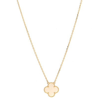 Van Cleef & Arpels 18K Yellow Gold Mother of Pearl Vintage Alhambra Pendant Necklace 1 of 7
