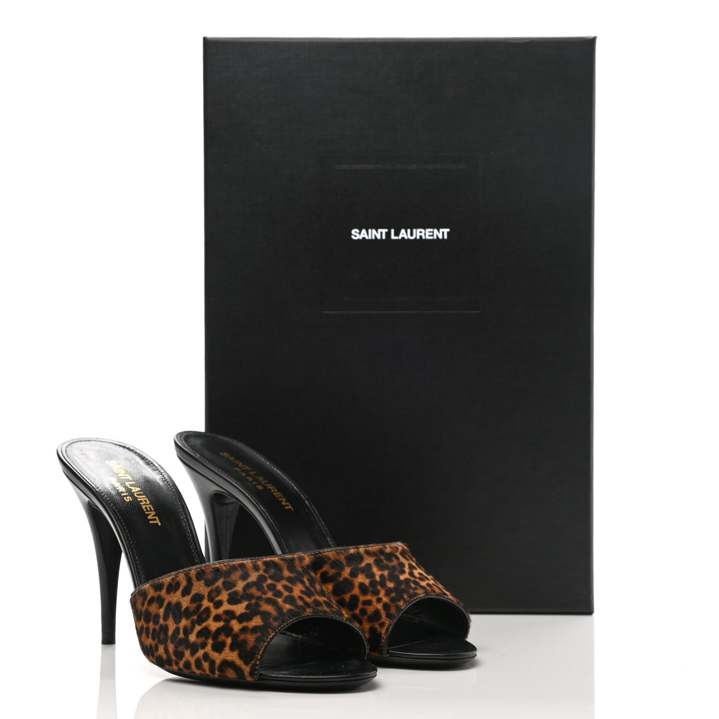 Pony Hair Leopard Print Sexy 95mm Pumps 36.5 Natural Black