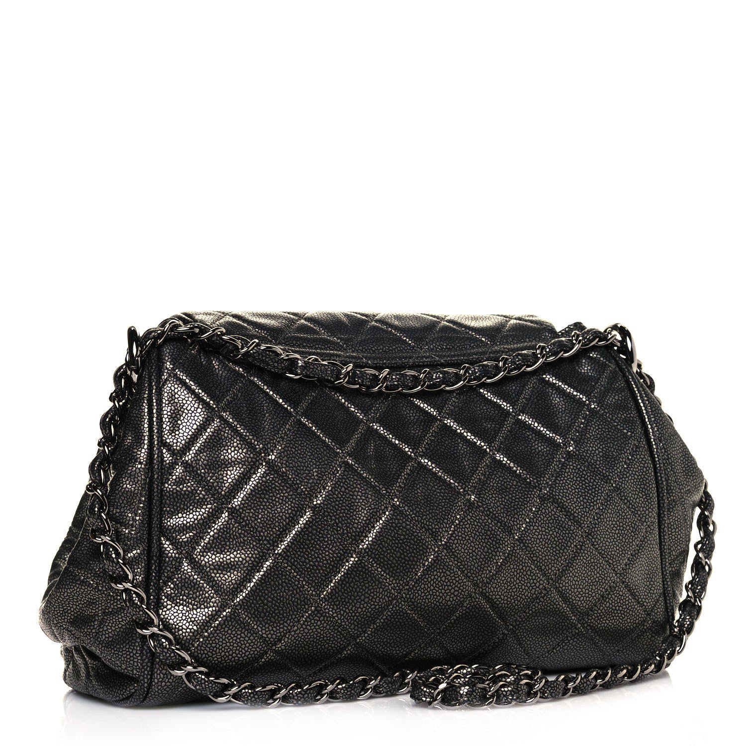 Chanel Metallic Caviar Quilted Timeless Accordion Flap Dark Silver 2 of 13