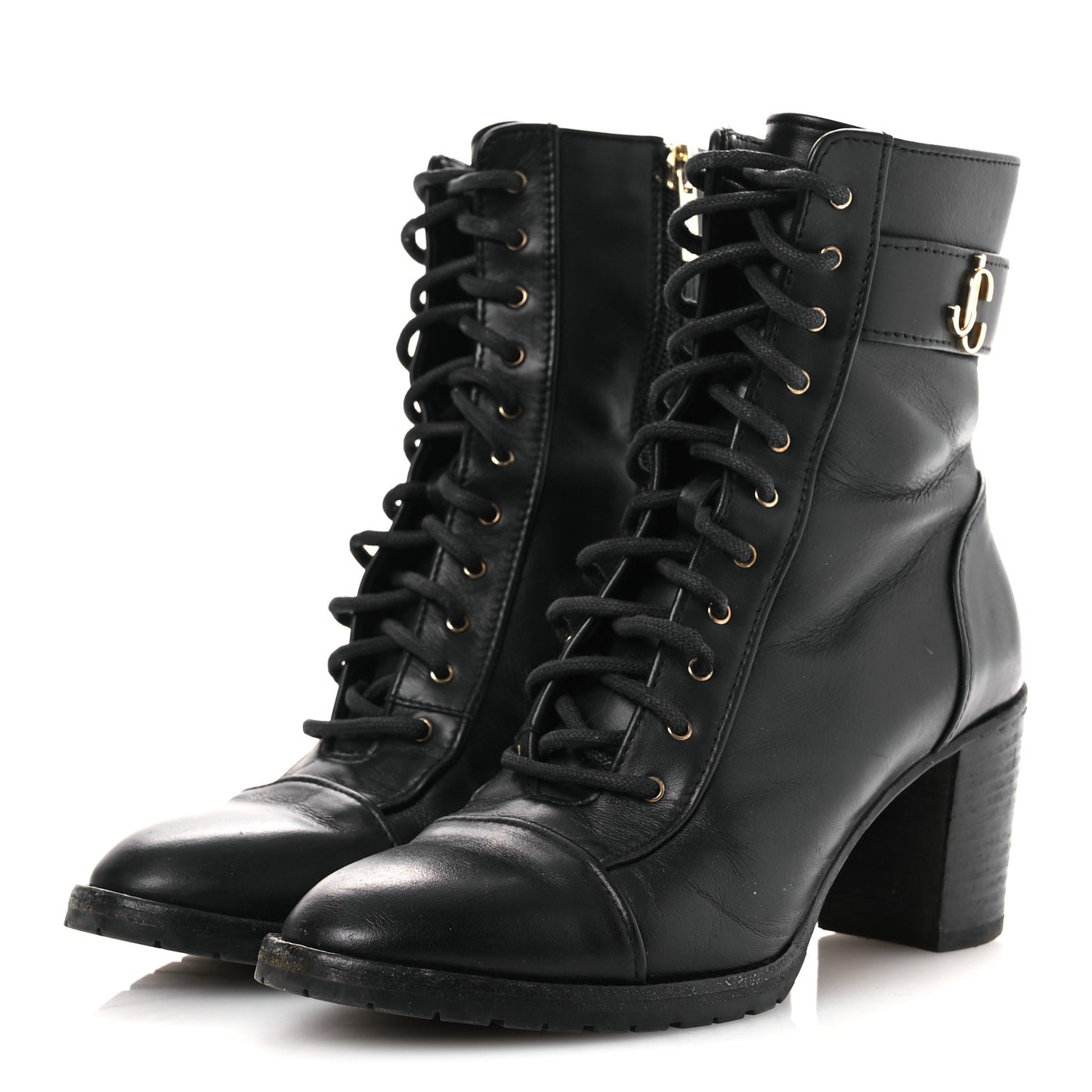 Calfskin Combat Boots 36.5 Black