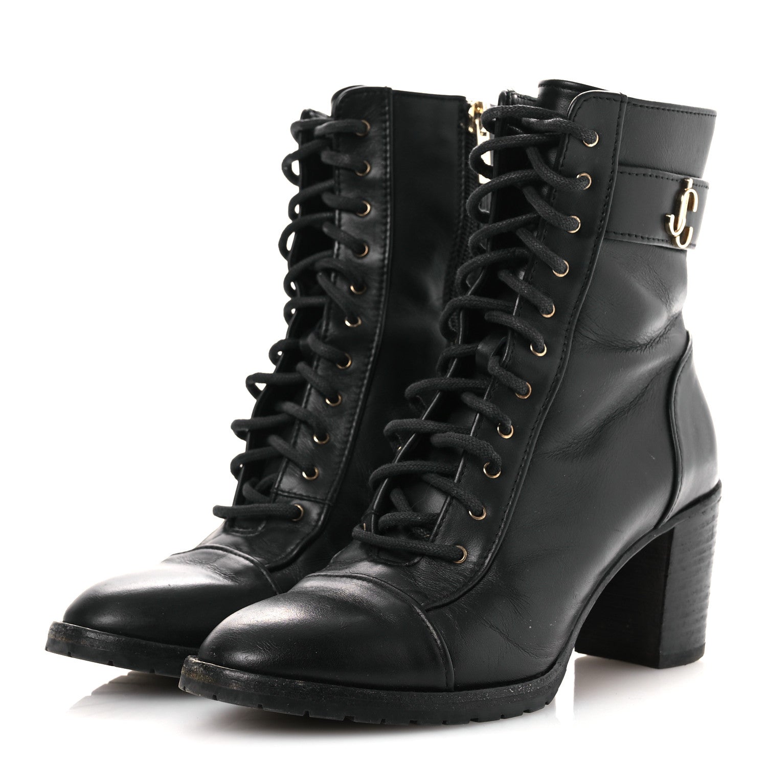 Jimmy Choo Calfskin Combat Boots 36.5 Black 4 of 14