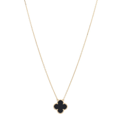 Van Cleef & Arpels 18K Yellow Gold Black Onyx Vintage Alhambra Pendant Necklace 1 of 5