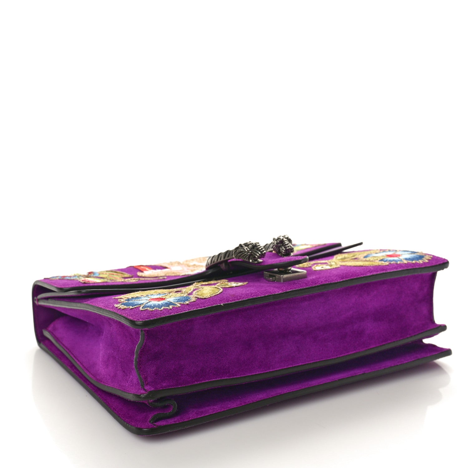 Gucci Suede Dragon Embroidered Medium Dionysus Shoulder Bag Bright Purple Multicolor 4 of 11