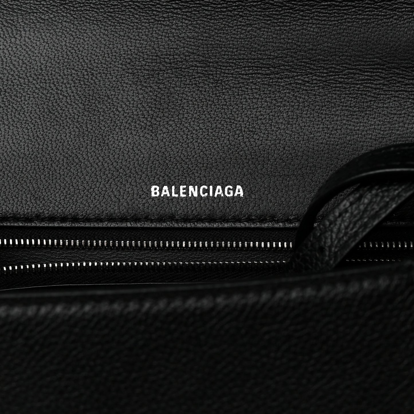 Grained Calfskin Medium Hourglass Top Handle Bag Black