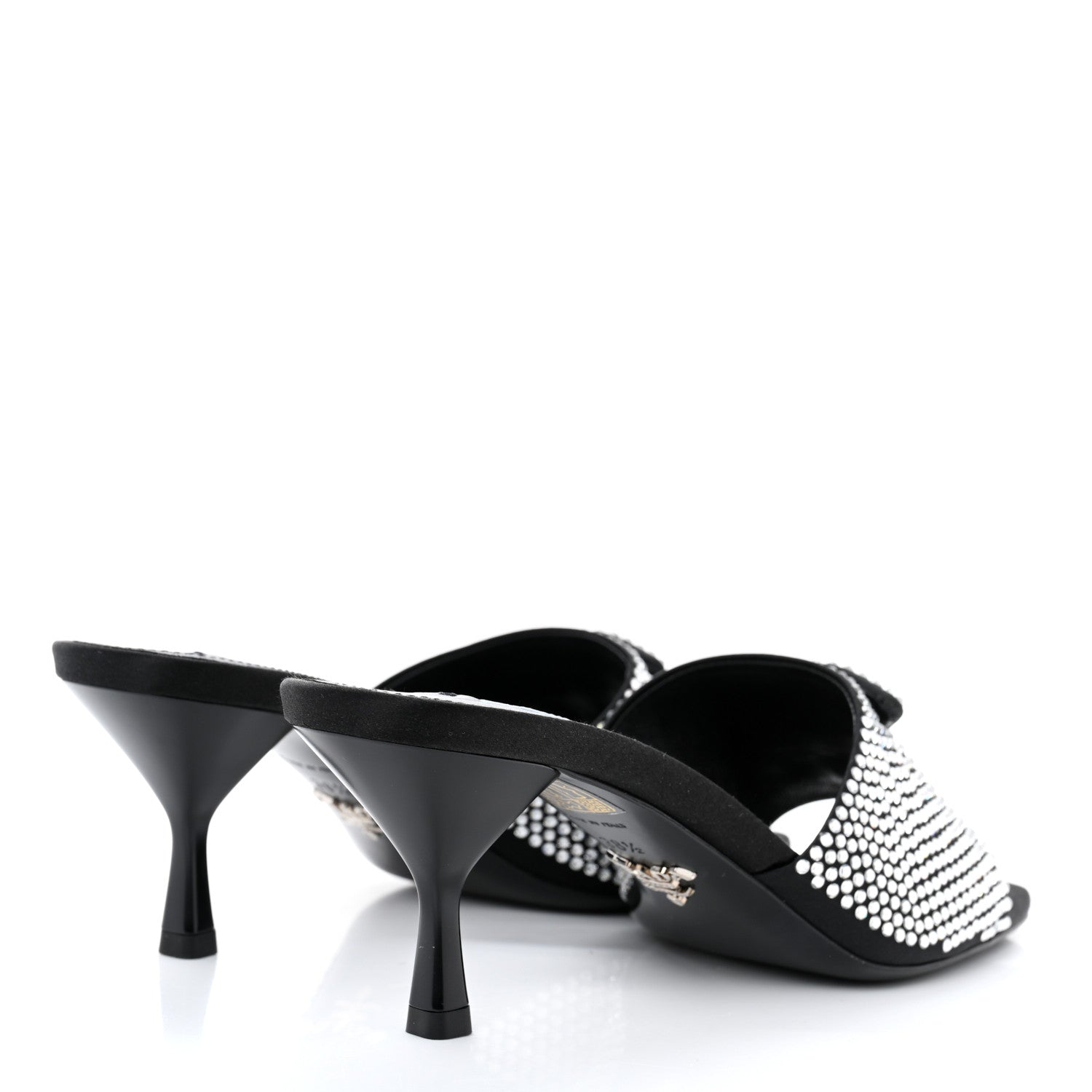 Prada Satin Crystal Logo 65mm Slide Sandals 38.5 Cristal 4 of 10