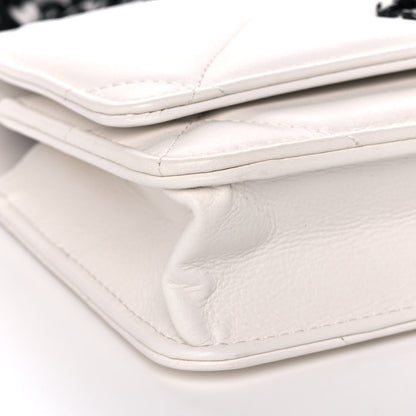 Chanel Glossy Calfskin Quilted Chanel 19 Wallet On Chain WOC White Black 10 of 15