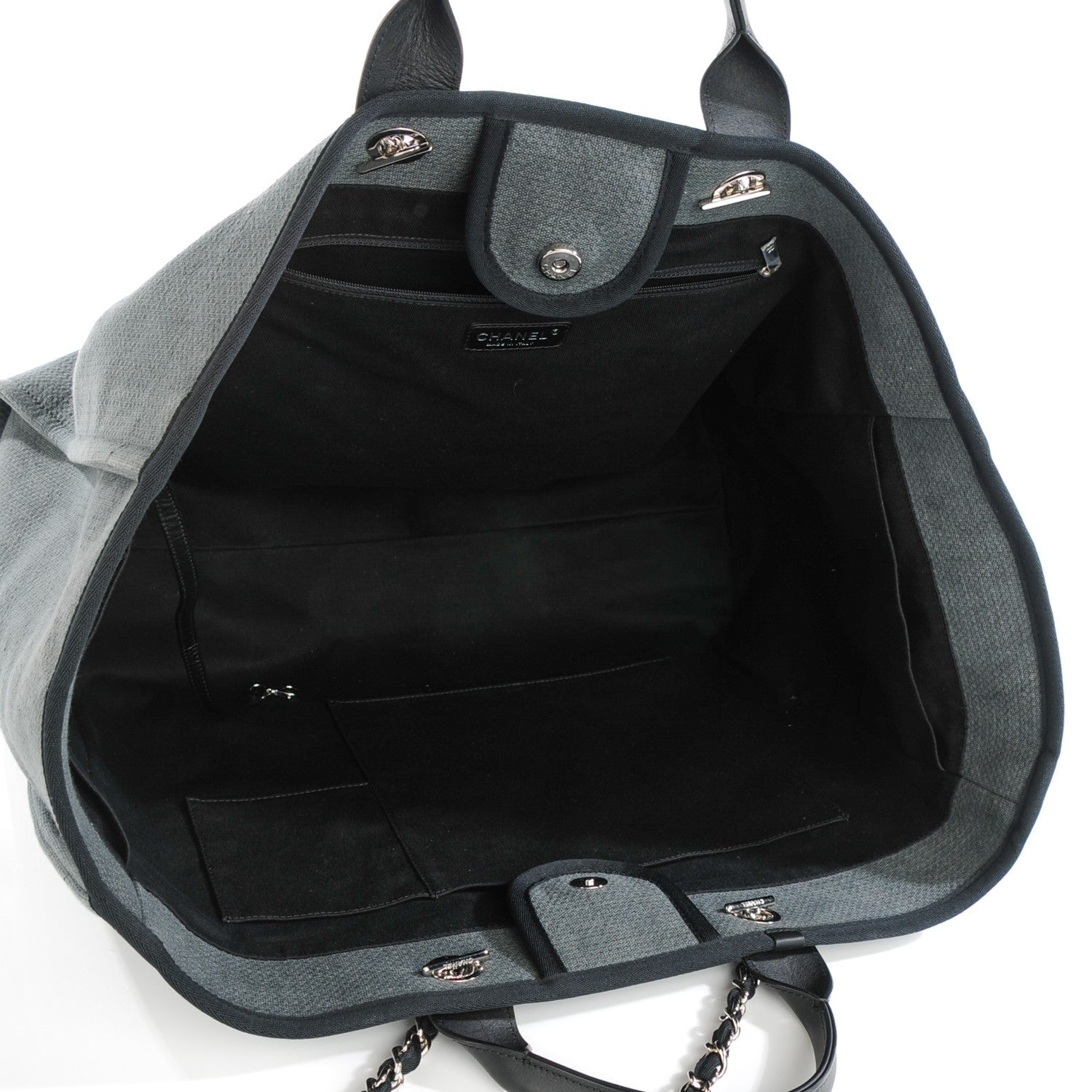 Chanel Canvas Extra Large Deauville Tote Dark Grey 5 of 7