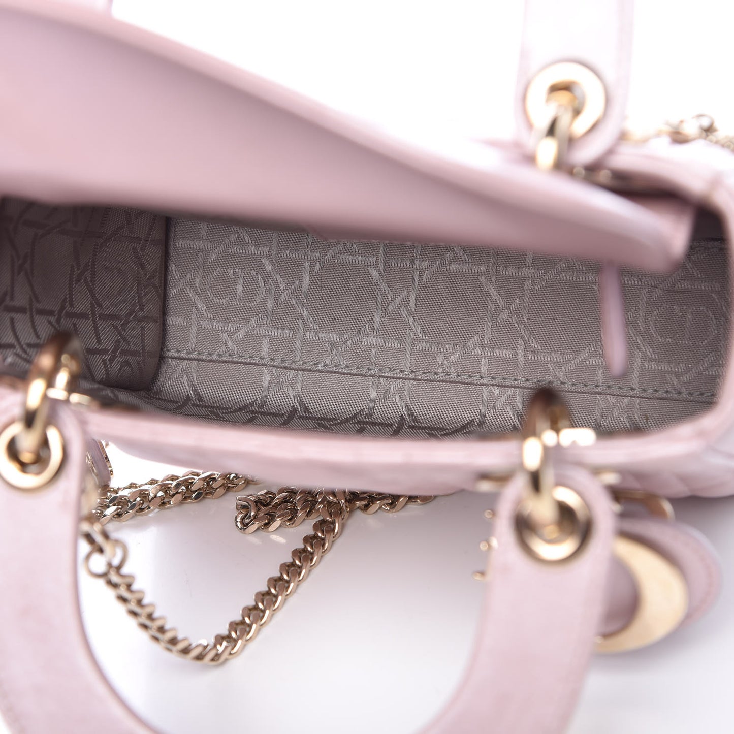 Metallic Lambskin Cannage Mini Lady Dior Lotus