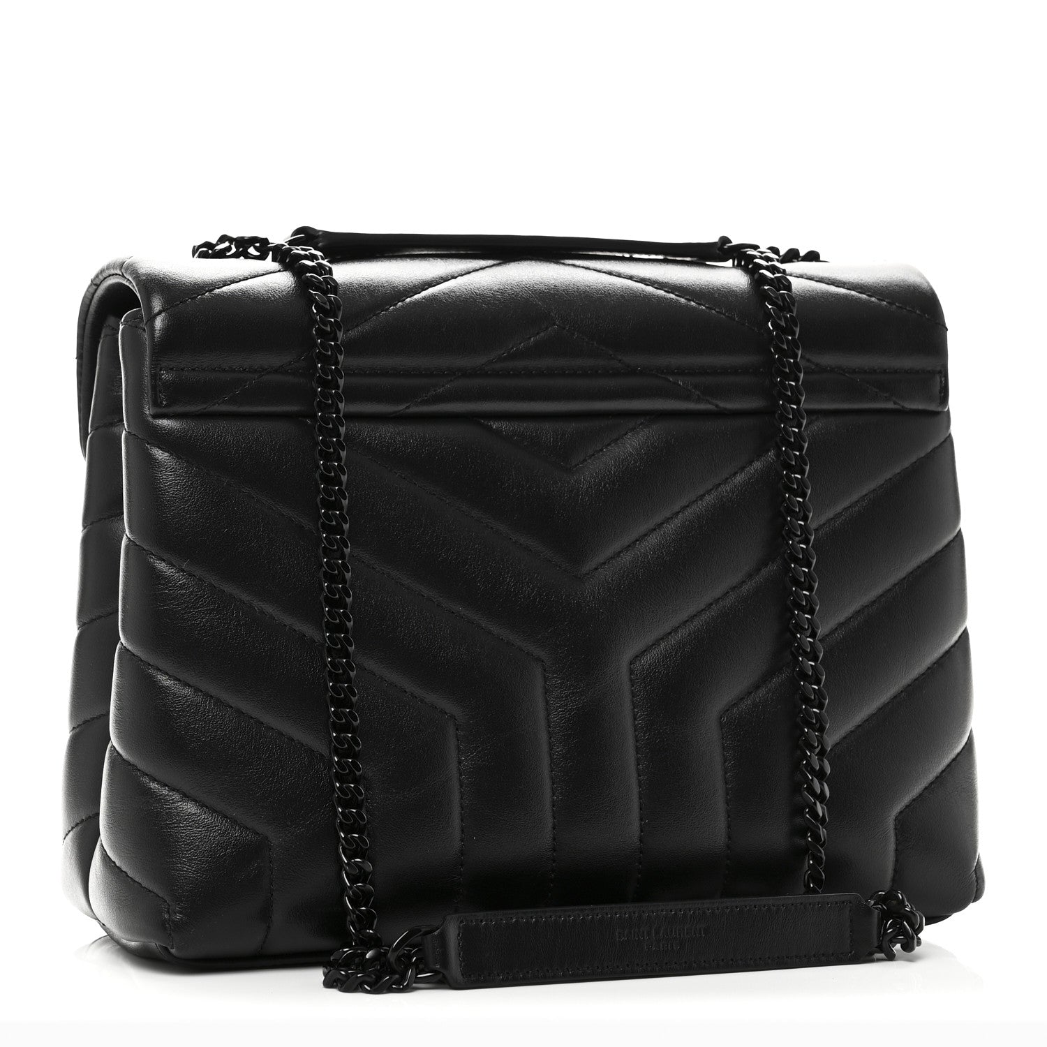 Saint Laurent Calfskin Y Quilted Monogram Monochrome Small Loulou Chain Satchel Black 3 of 10