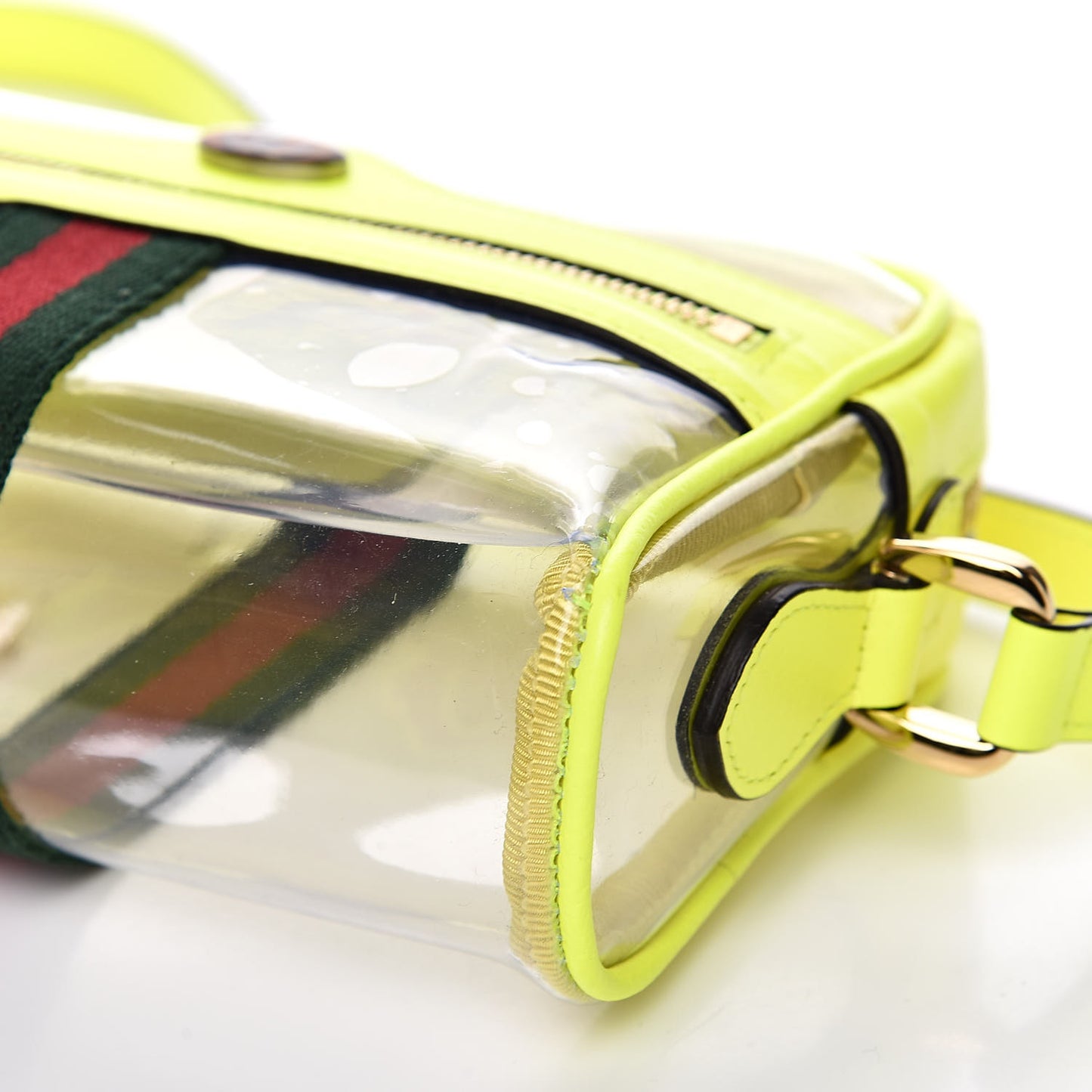 Vinyl Web Mini Ophidia Transparent Shoulder Bag Yellow Fluo