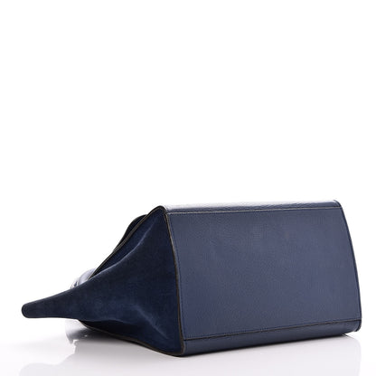 Celine Drummed Calfskin Suede Medium Trapeze Navy 5 of 11