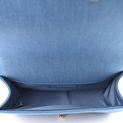Chanel Denim Pleated Medium Boy Flap Light Blue 5 of 10
