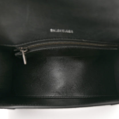 Balenciaga Shiny Calfskin Monochrome Crocodile Embossed Small Hourglass Top Handle Bag Black 5 of 11