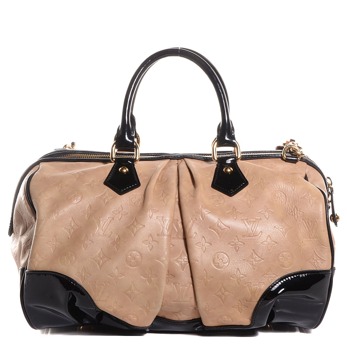 Calfskin Patent Embossed Monogram Stephen Ivory