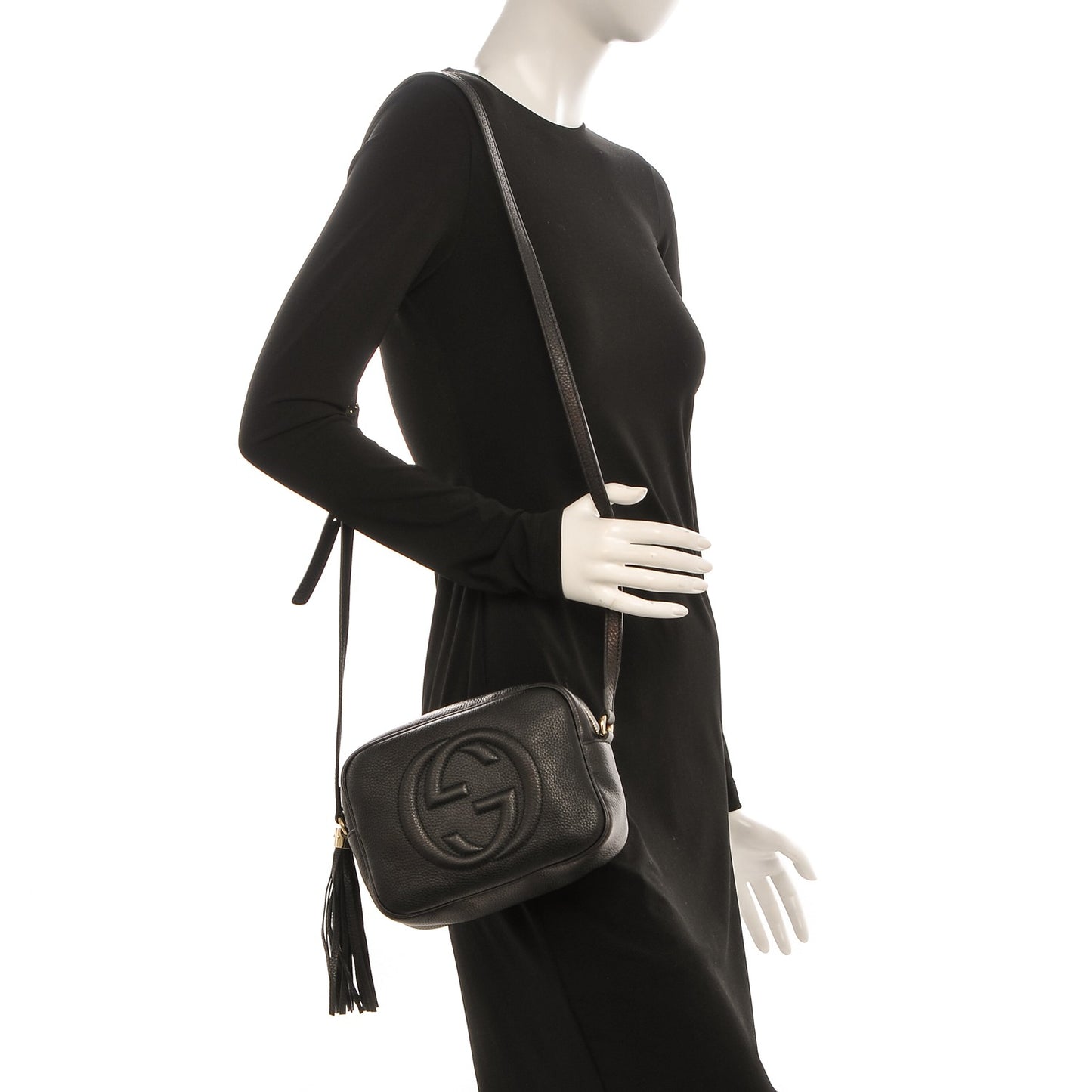 Pebbled Calfskin Small Soho Disco Bag Black