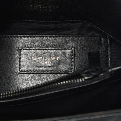 Saint Laurent Sheepskin Matelasse Chevron Monogram Medium College Bag Black 6 of 15