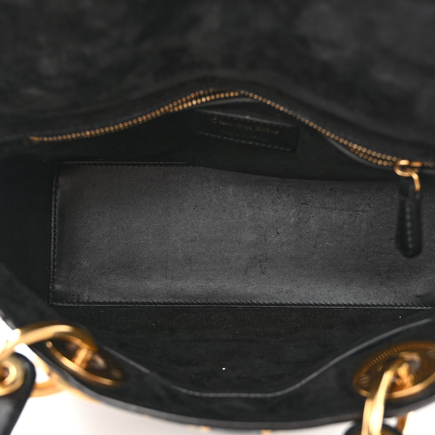 Calfskin Cannage Studded Medium Supple Lady Dior Black