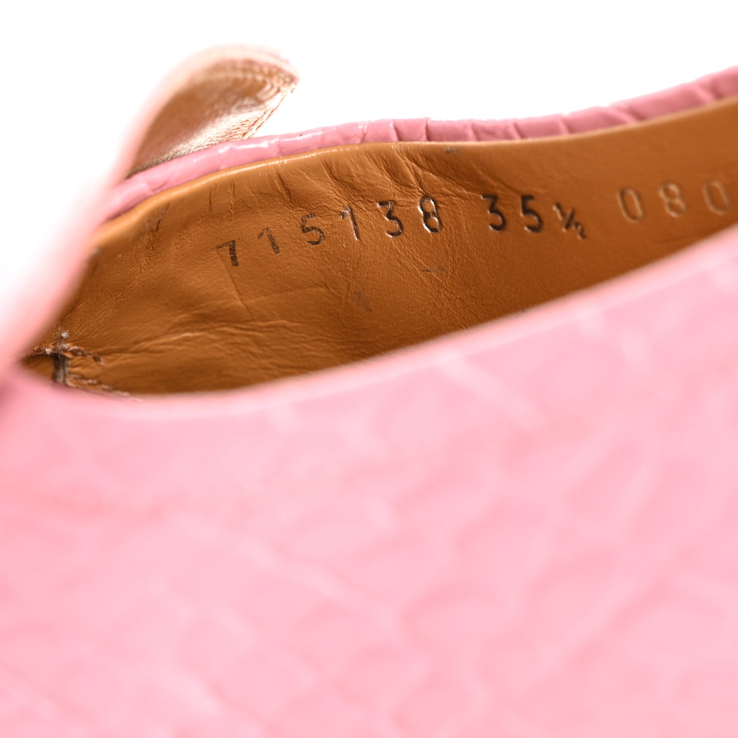 Gucci Croco Calf Lux Granada Kid Horsebit Platform Loafers 35.5 Butterfly Pink 9 of 10