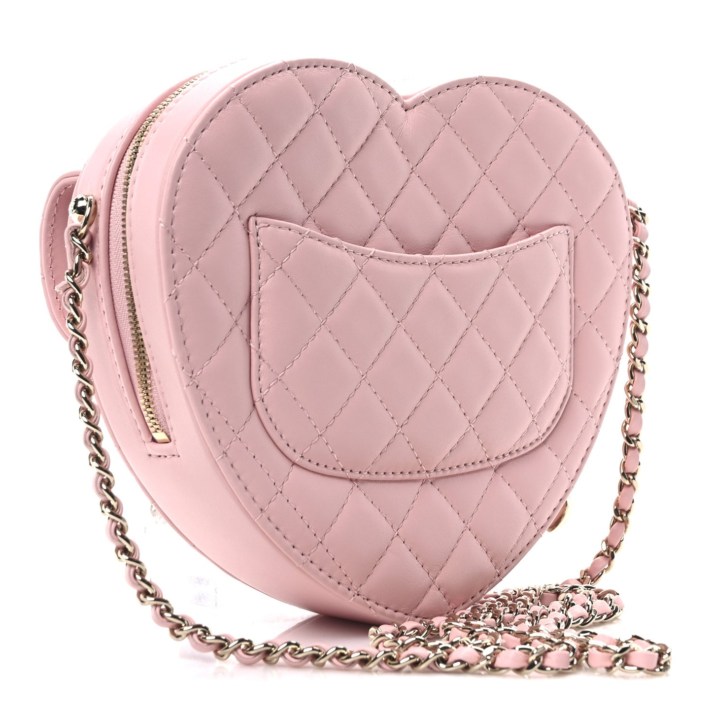 Lambskin Quilted Large CC In Love Heart Bag Light Pink