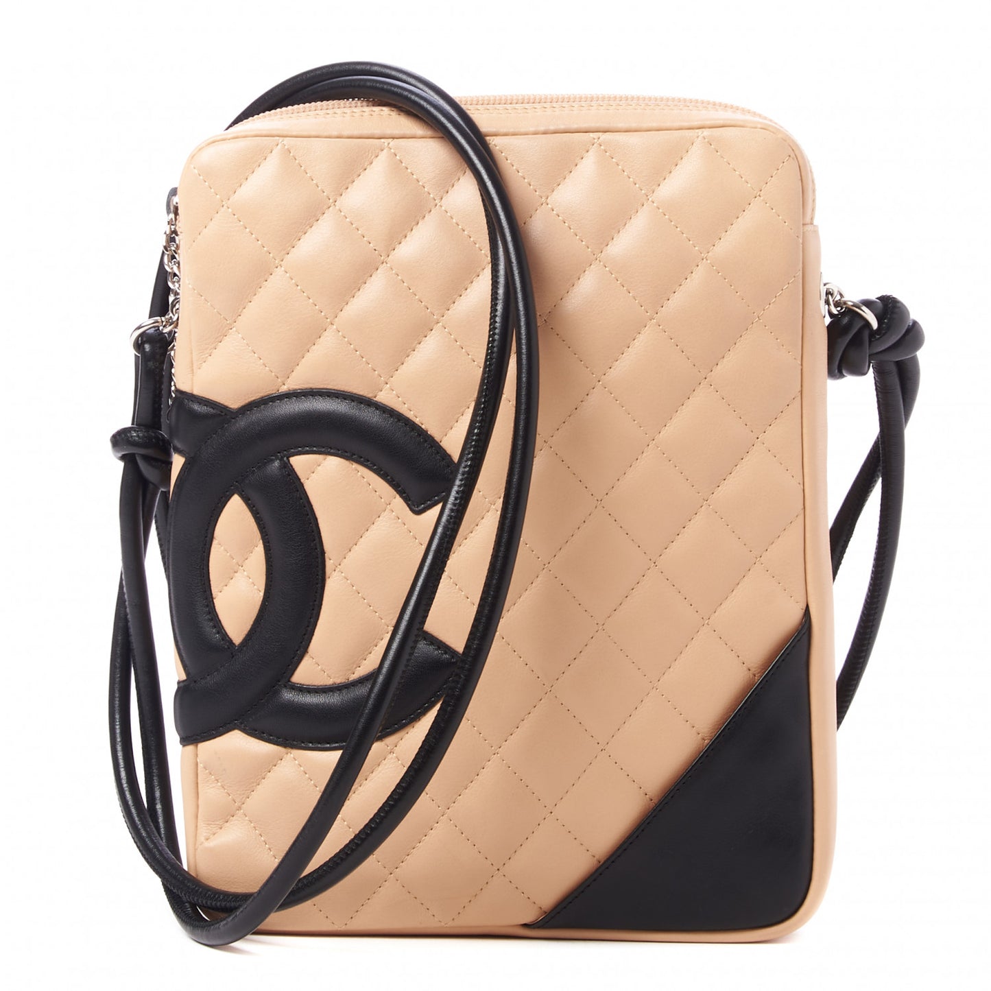 Calfskin Quilted Medium Cambon Messenger Beige Black