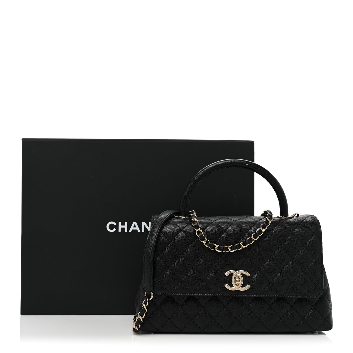 Caviar Quilted Small Coco Handle Flap Black