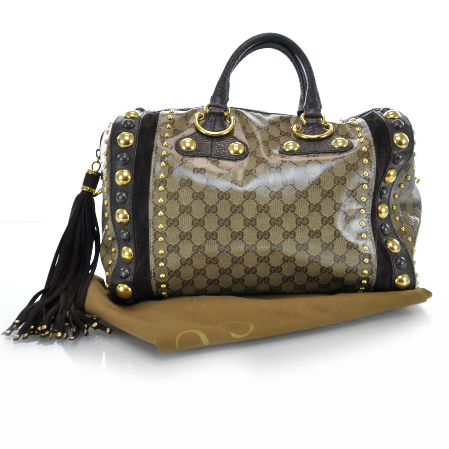 Gucci Crystal Monogram Studded Large Babouska Boston 3 of 10