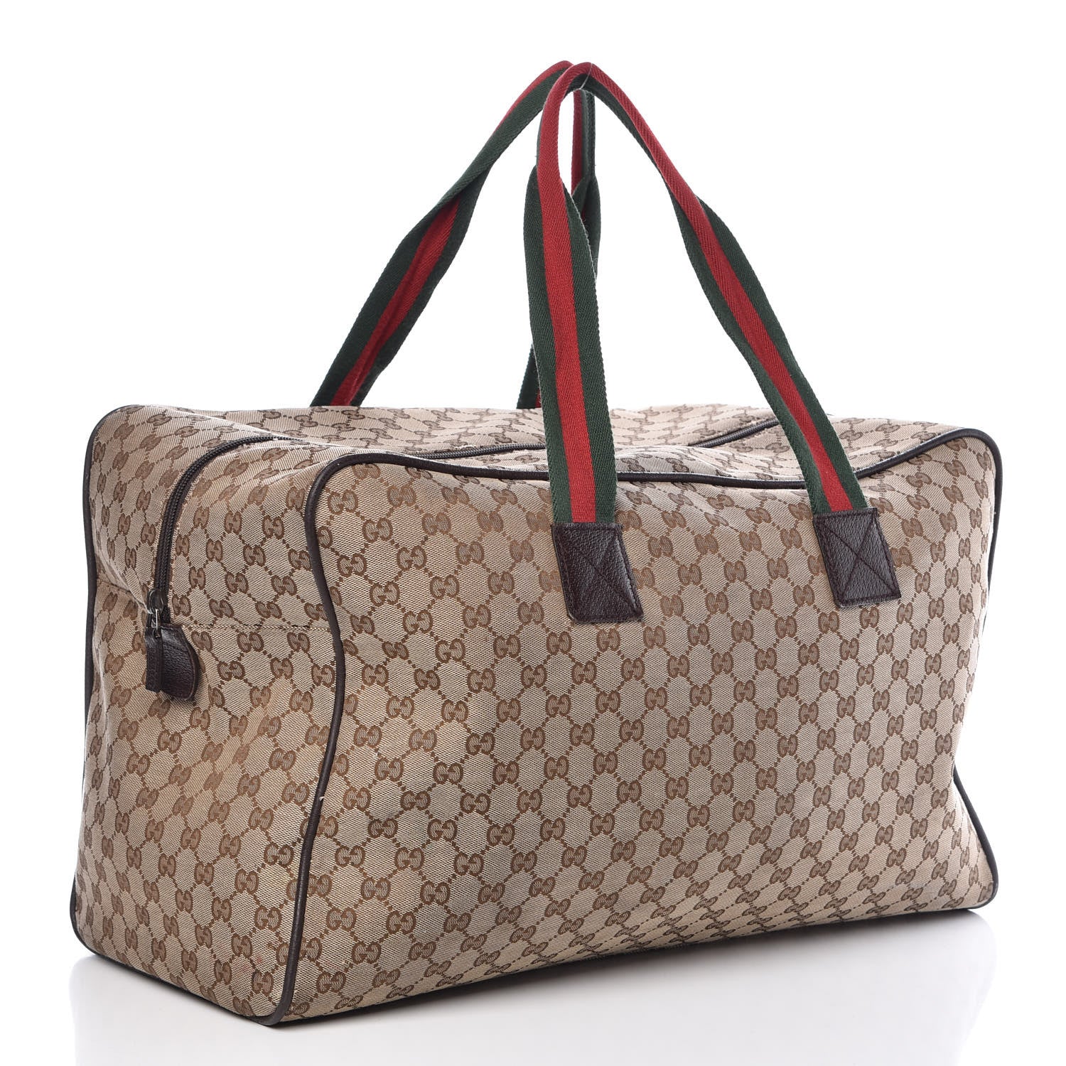 Gucci GG Monogram Web Large Collapsible Carry On Duffle Beige Brown 3 of 17