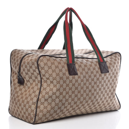 Gucci GG Monogram Web Large Collapsible Carry On Duffle Beige Brown 3 of 17