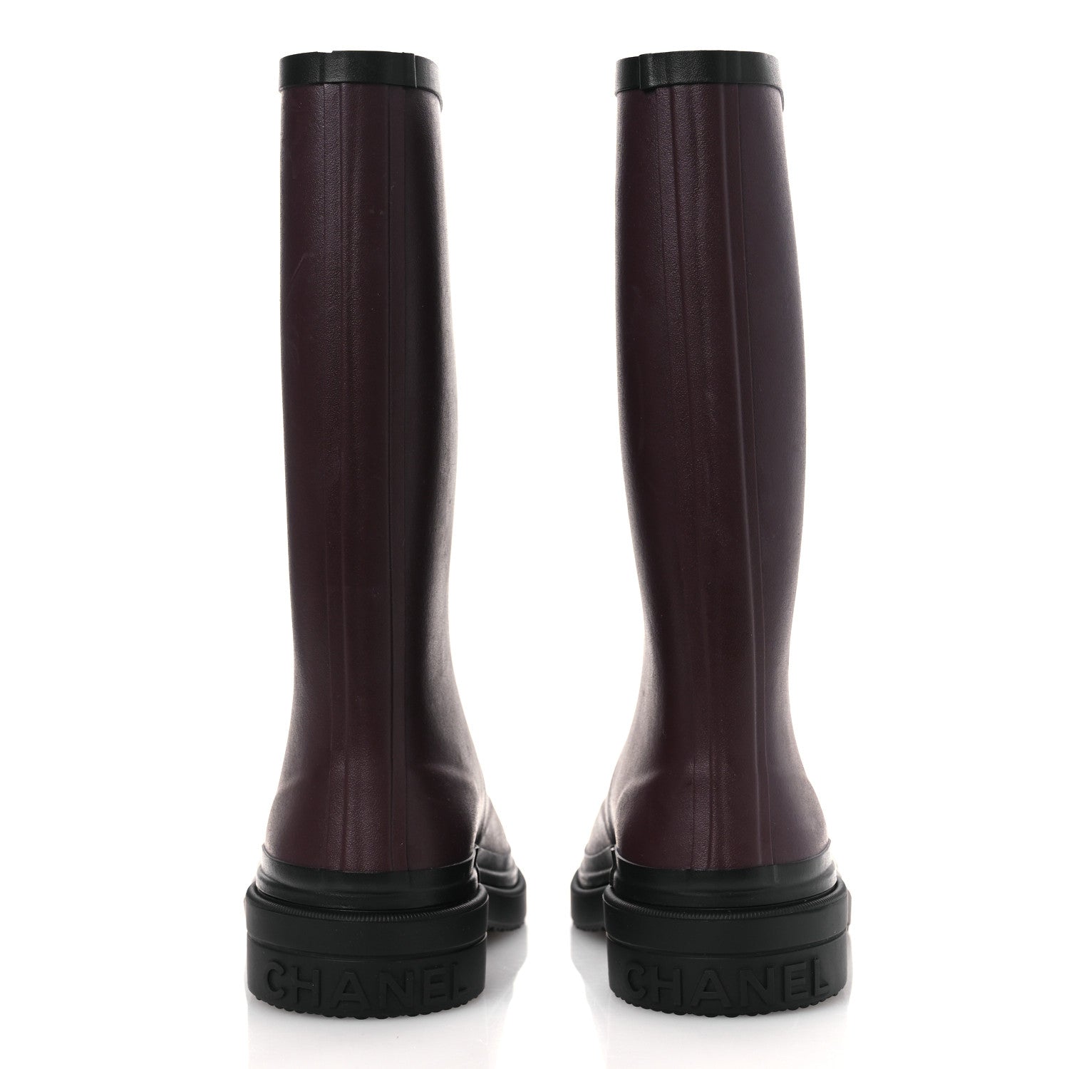 Chanel Caoutchouk CC High Boots 41 Dark Burgundy Black 6 of 14