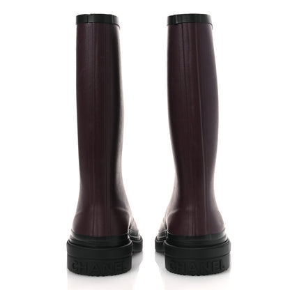 Chanel Caoutchouk CC High Boots 41 Dark Burgundy Black 6 of 14
