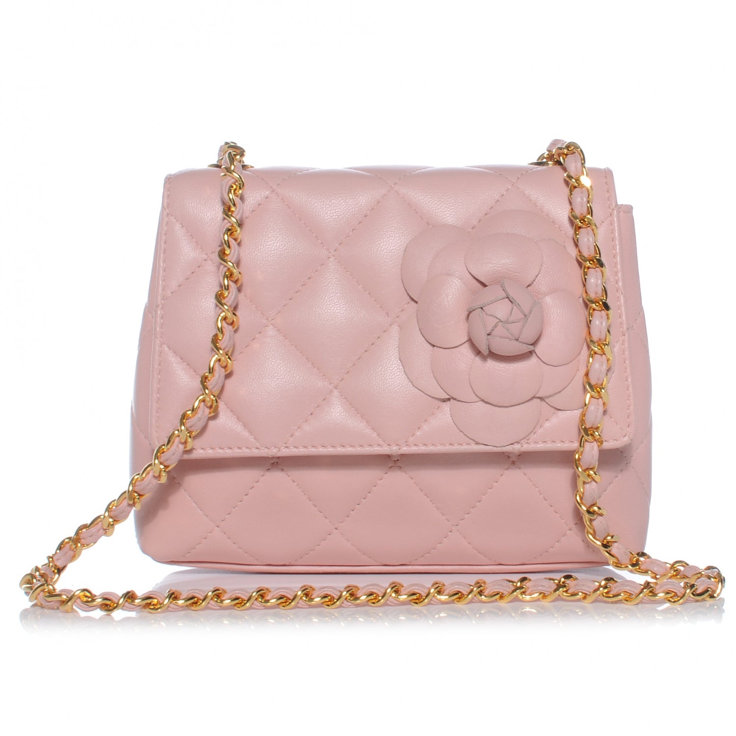 Chanel Lambskin Camellia Mini Flap Pink 1 of 8